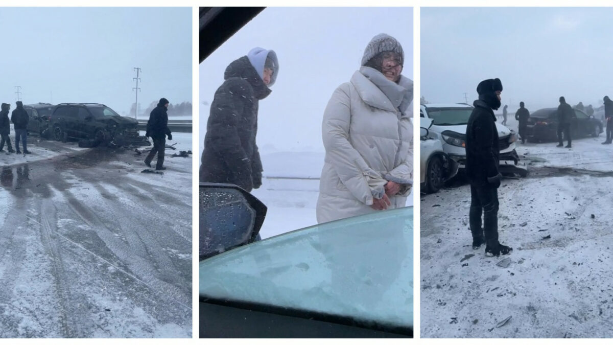Шок! 15 авто столкнулись на трассе Щучинск - Астана! Причина - плохая видимость!